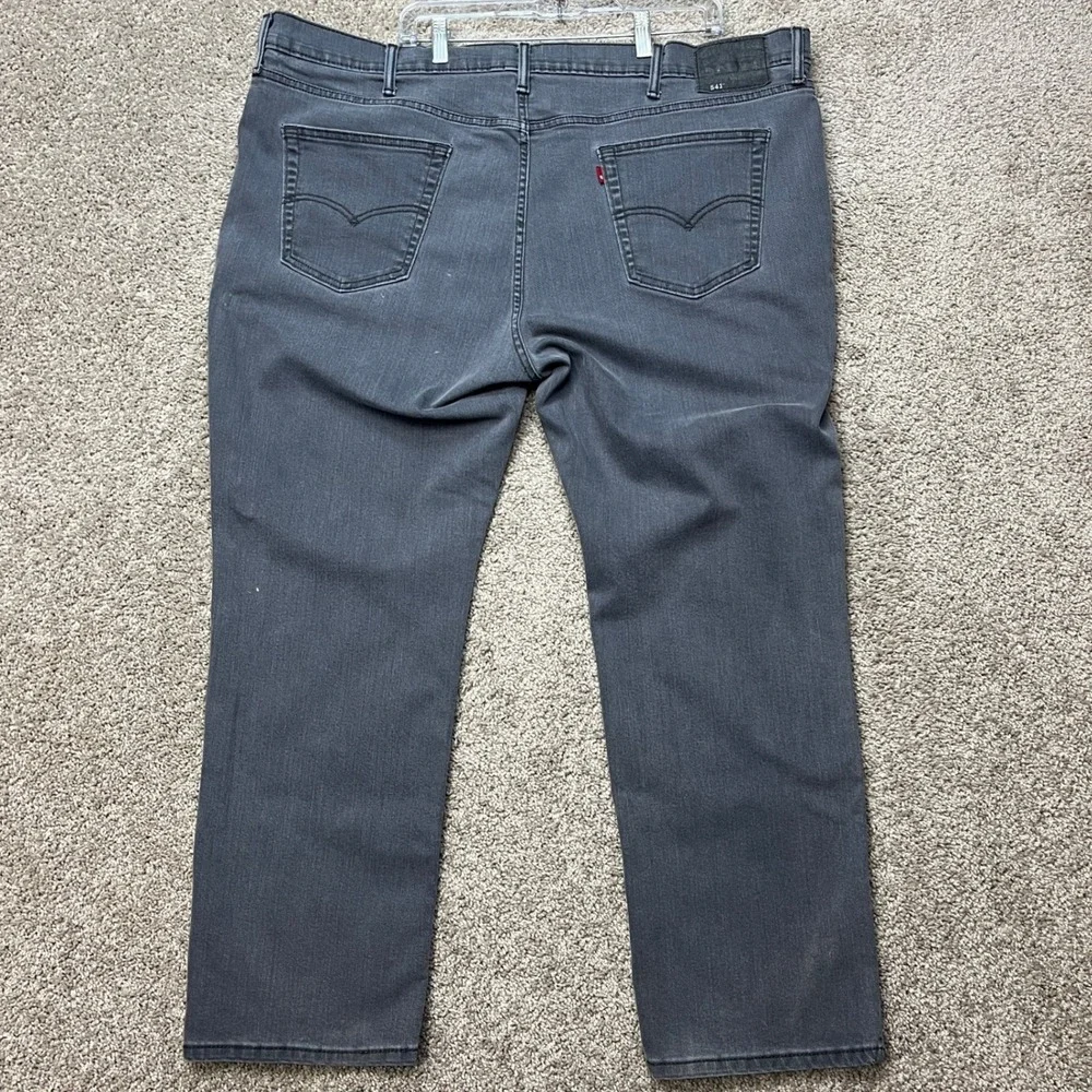 Levi's 541 Jeans Mens 48x32 Gray Stretch 5 Pocket Twill Athletic Taper Denim